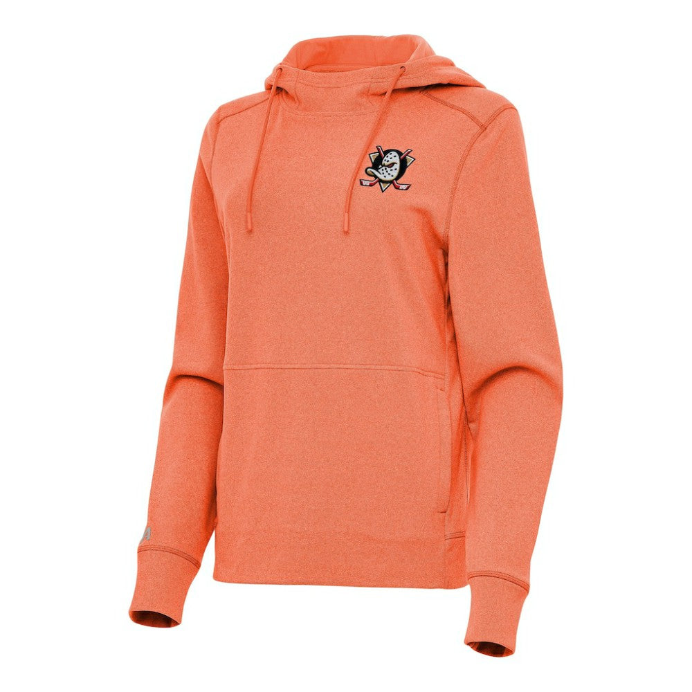 Anaheim Ducks Antigua Women's Justice Pullover Hoodie Heather Orange
