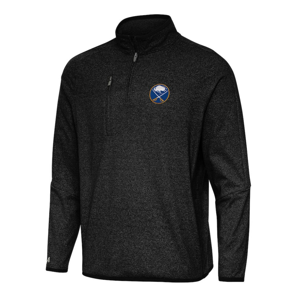 Buffalo Sabres Antigua Certain Quarter-Zip Tri-Blend Sweatshirt Heather Black