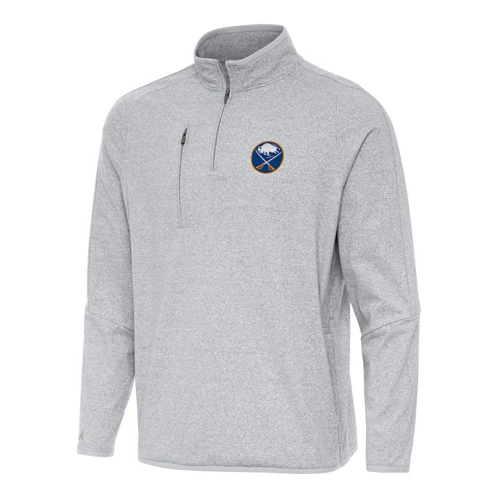 Buffalo Sabres Antigua Certain Quarter-Zip Tri-Blend Sweatshirt Heather Gray