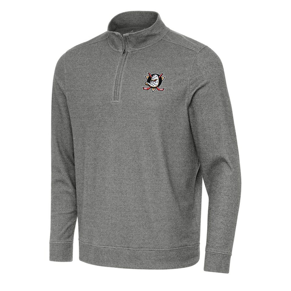 Anaheim Ducks Antigua Subtle Quarter-Zip Sweatshirt Heather Black