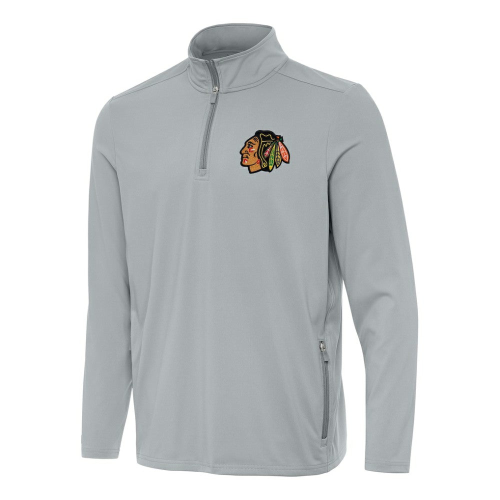 Chicago Blackhawks Antigua Perilous Quarter-Zip Sweatshirt Gray