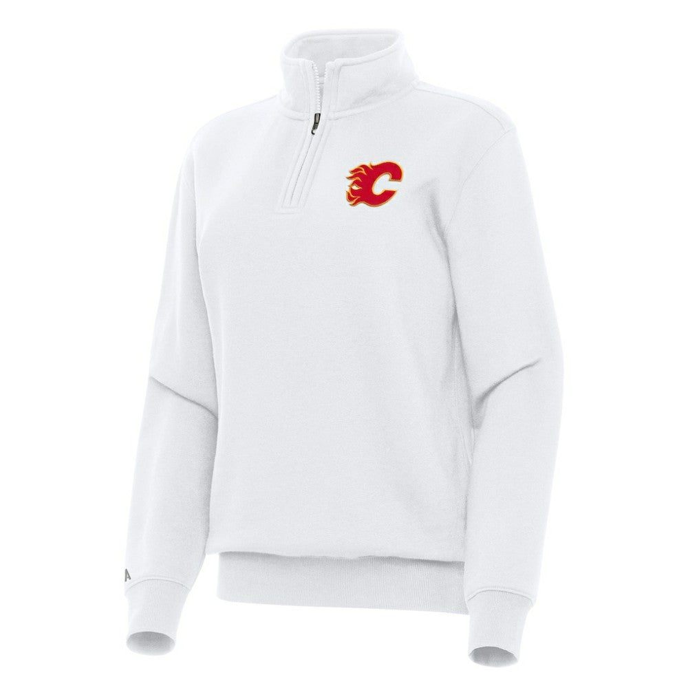 Calgary Flames Antigua Women's Victory Quarter-Zip Sweatshirt White