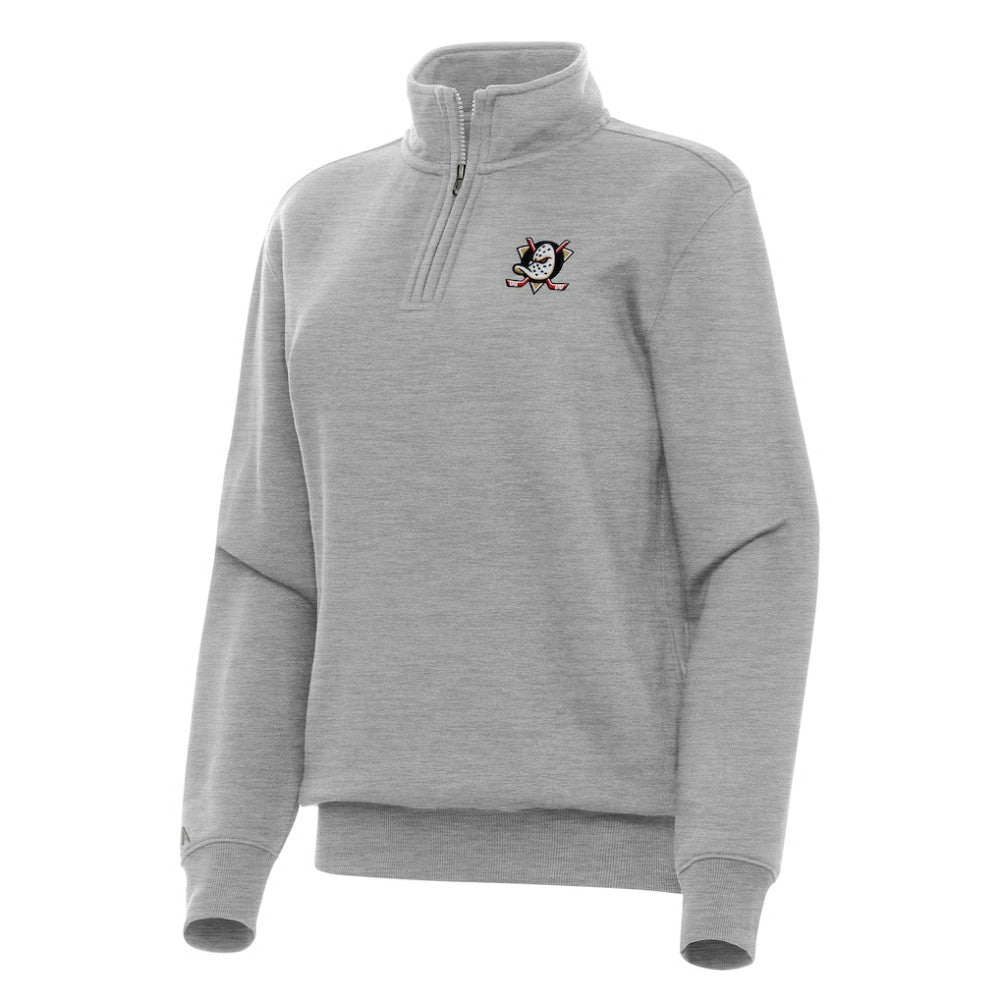 Anaheim Ducks Antigua Women's Victory Quarter-Zip Sweatshirt Heather Gray