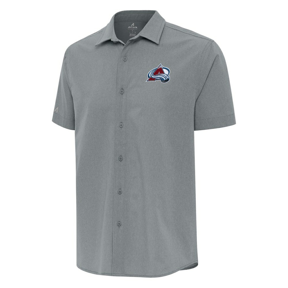 Colorado Avalanche Antigua Activate Woven Short Sleeve Button-Up Shirt Gray