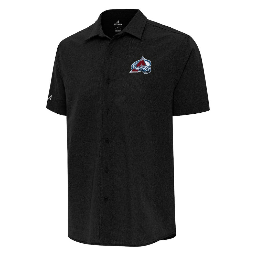 Colorado Avalanche Antigua Activate Woven Short Sleeve Button-Up Shirt Black