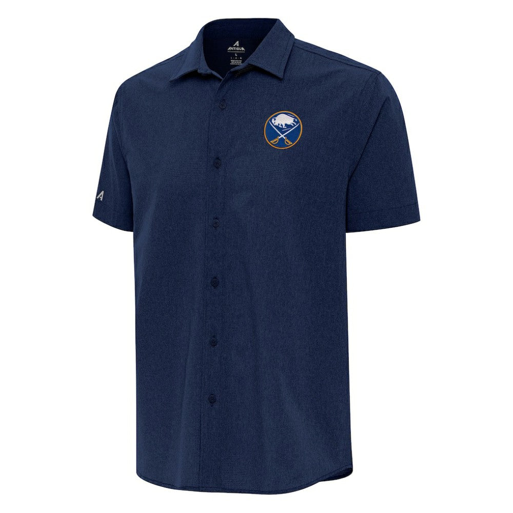 Buffalo Sabres Antigua Activate Woven Short Sleeve Button-Up Shirt Navy