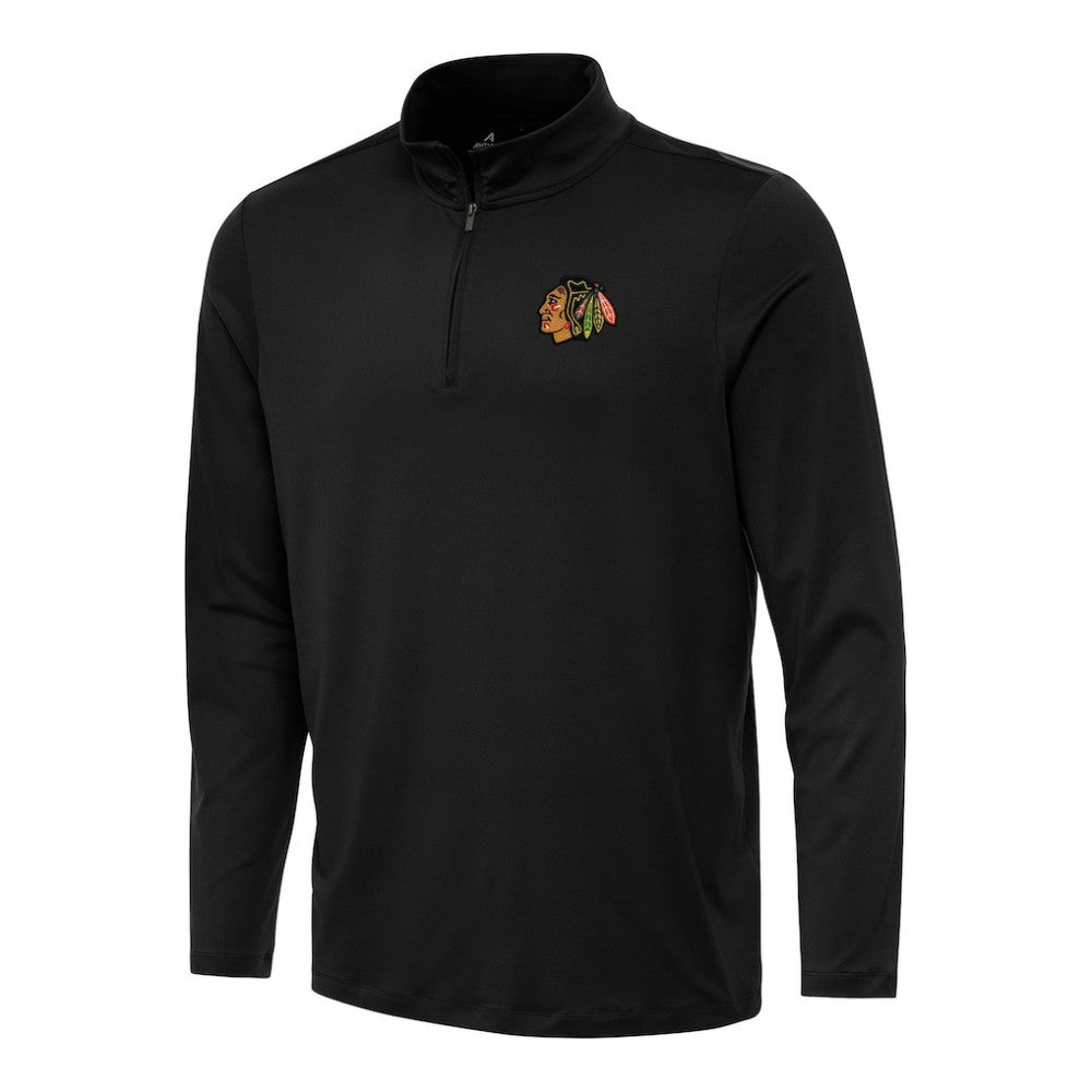 Chicago Blackhawks Antigua Reprocess Quarter-Zip Top Black