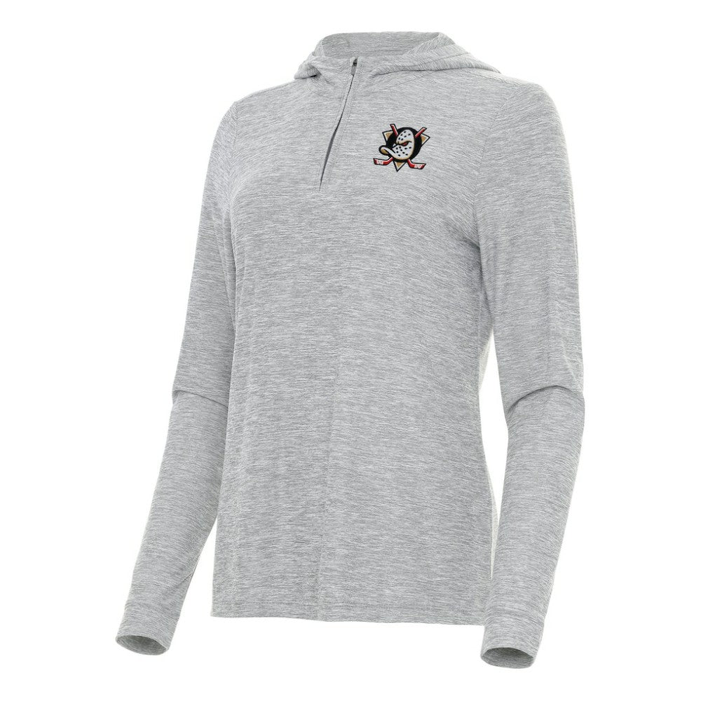 Anaheim Ducks Antigua Women's Daybreak Quarter-Zip Hoodie Heather Gray