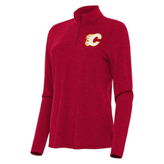 Calgary Flames Antigua Women's Bright Quarter-Zip Top Heather Red