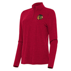 Chicago Blackhawks Antigua Women's Bright Quarter-Zip Top Heather Red