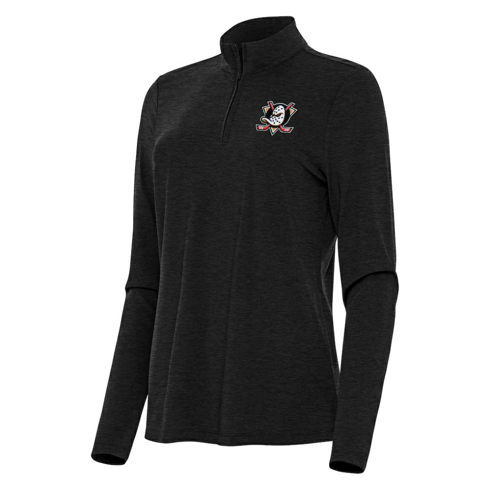 Anaheim Ducks Antigua Women's Bright Quarter-Zip Top Heather Black