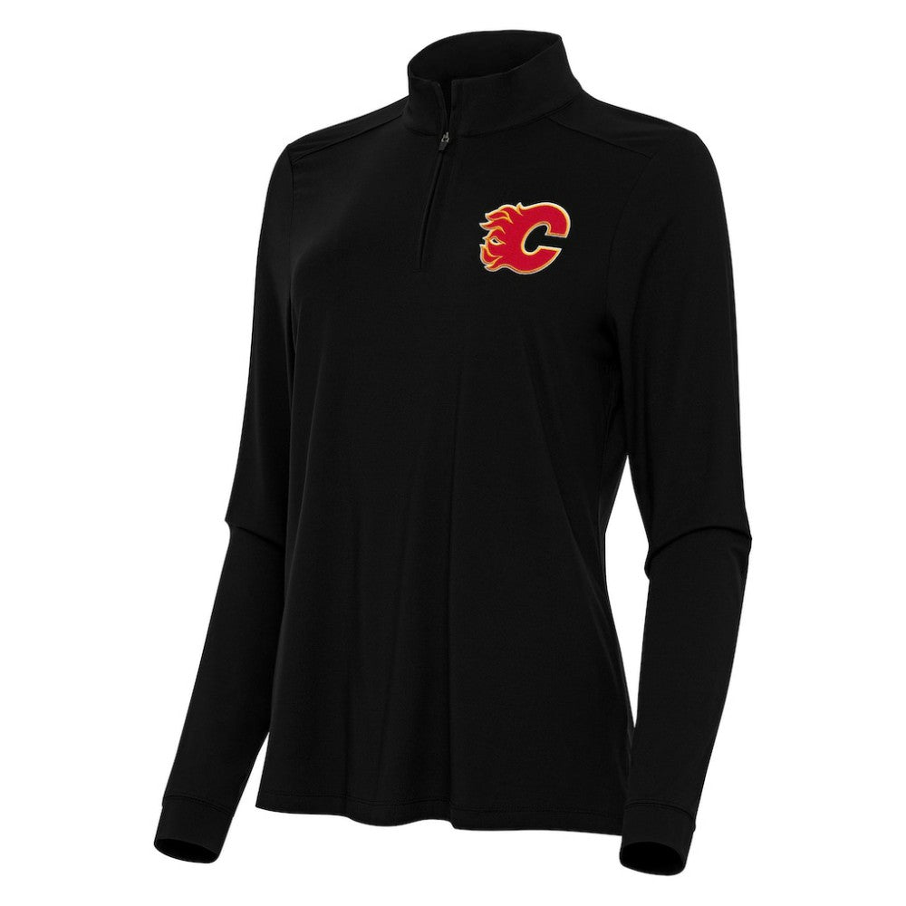 Calgary Flames Antigua Women's Intent Quarter-Zip Top Black