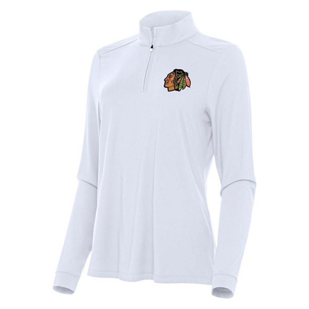 Chicago Blackhawks Antigua Women's Intent Quarter-Zip Top White