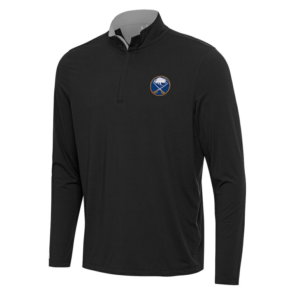 Buffalo Sabres Antigua Content Quarter-Zip Pullover Top Black/Gray