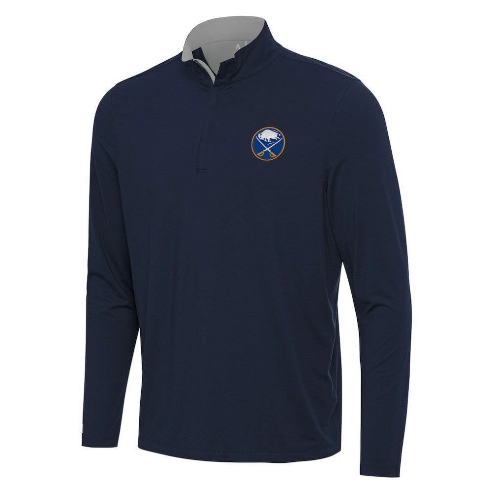 Buffalo Sabres Antigua Content Quarter-Zip Pullover Top Navy/Gray