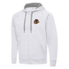 Chicago Blackhawks Antigua Big & Tall Victory Full-Zip Hoodie White