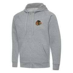 Chicago Blackhawks Antigua Big & Tall Victory Full-Zip Hoodie Heather Gray