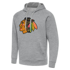 Chicago Blackhawks Antigua Big & Tall Victory Pullover Hoodie Heather Gray