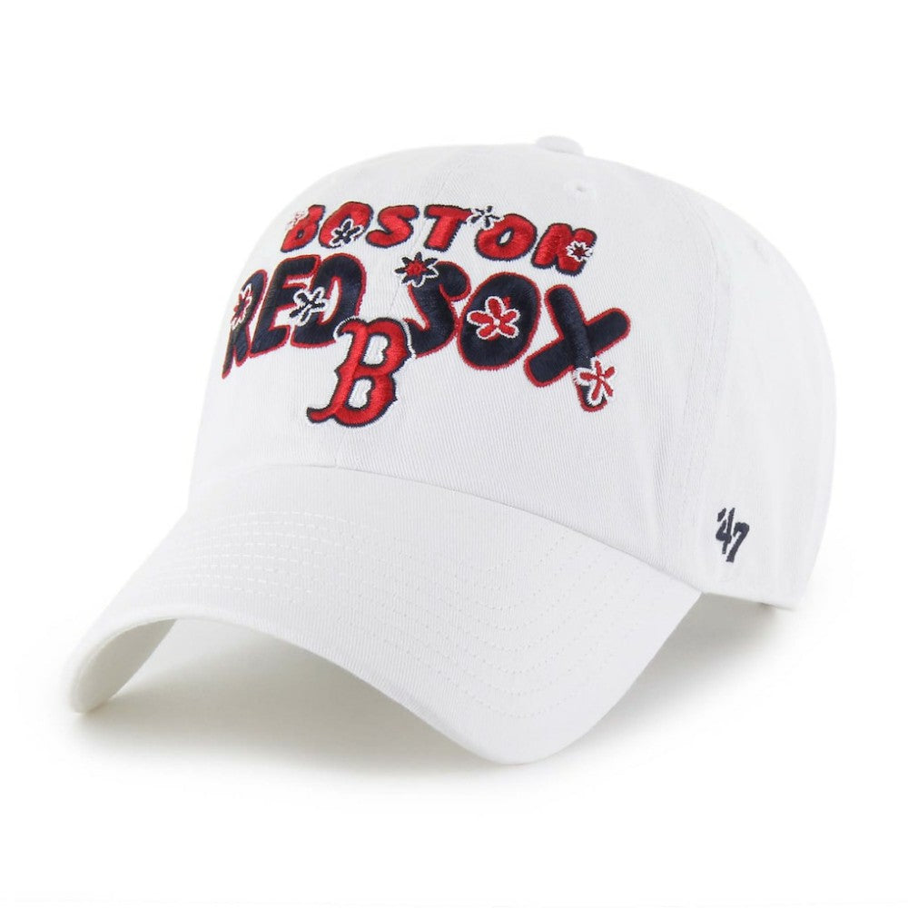 Boston Red Sox Women's Flower Power Clean Up Adjustable Hat White | 47 brand