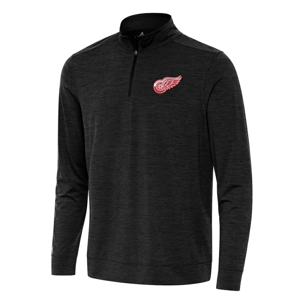 Detroit Red Wings Antigua Bright Quarter-Zip Top Heather Black