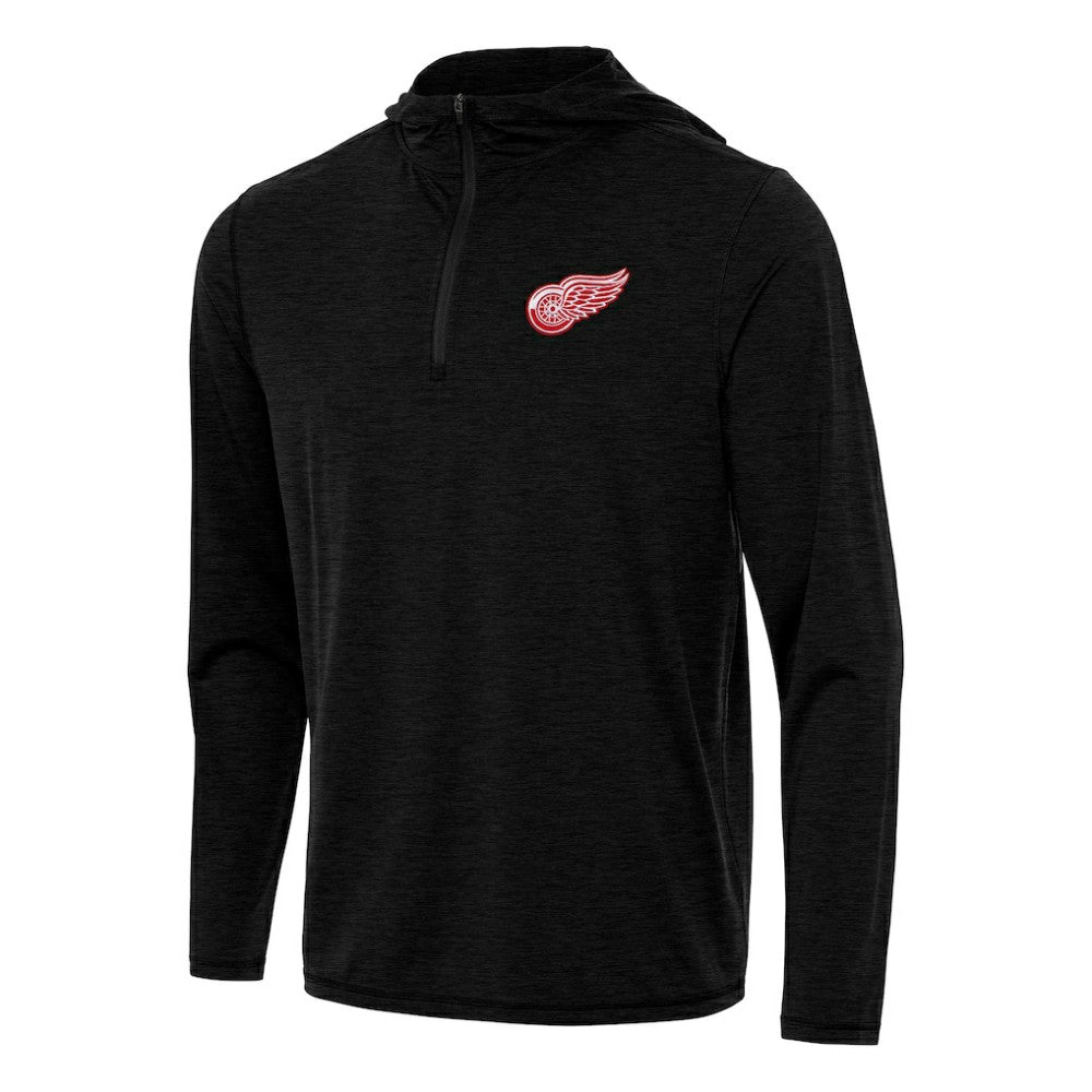 Detroit Red Wings Antigua Tidy Quarter-Zip Hoodie Heather Black