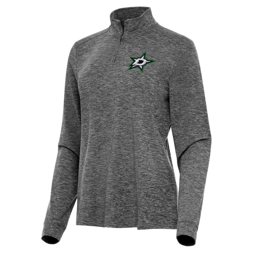 Dallas Stars Antigua Women's Mentor Quarter-Zip Mock Long Sleeve Top Heather Black