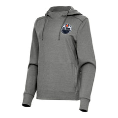 Edmonton Oilers Antigua Women's Justice Pullover Hoodie Heather Black