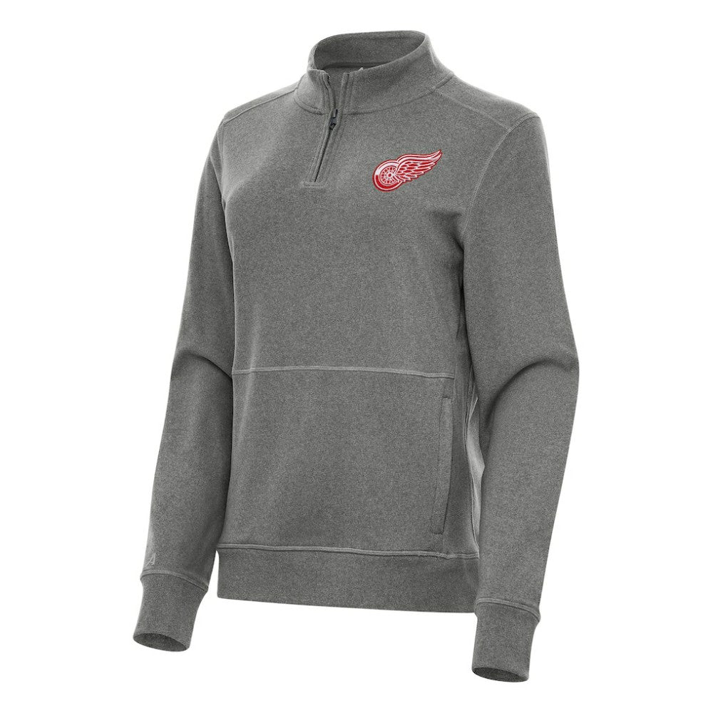 Detroit Red Wings Antigua Women's Crush Quarter-Zip Fleece Sweatshirt Heather Black