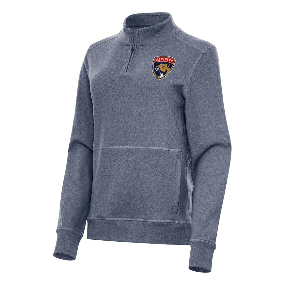 Florida Panthers Antigua Women's Crush Quarter-Zip Fleece Sweatshirt Heather Navy