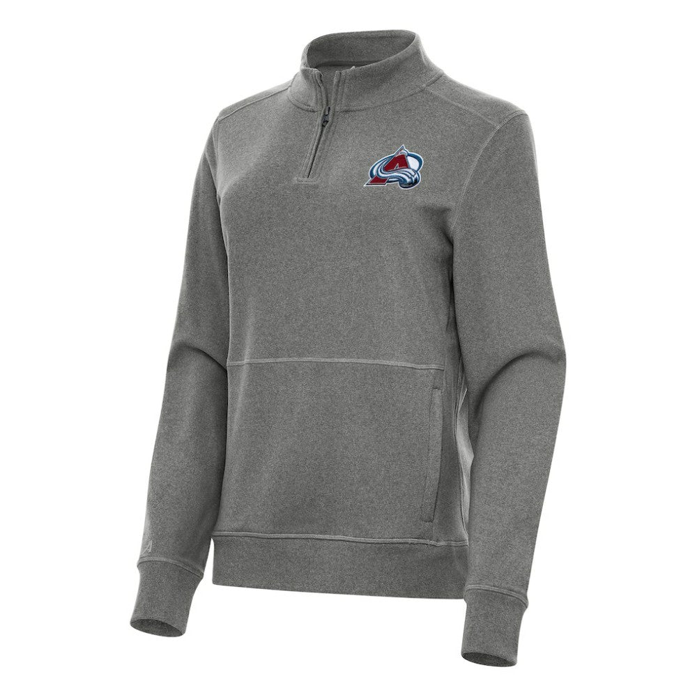 Colorado Avalanche Antigua Women's Crush Quarter-Zip Fleece Sweatshirt Heather Black