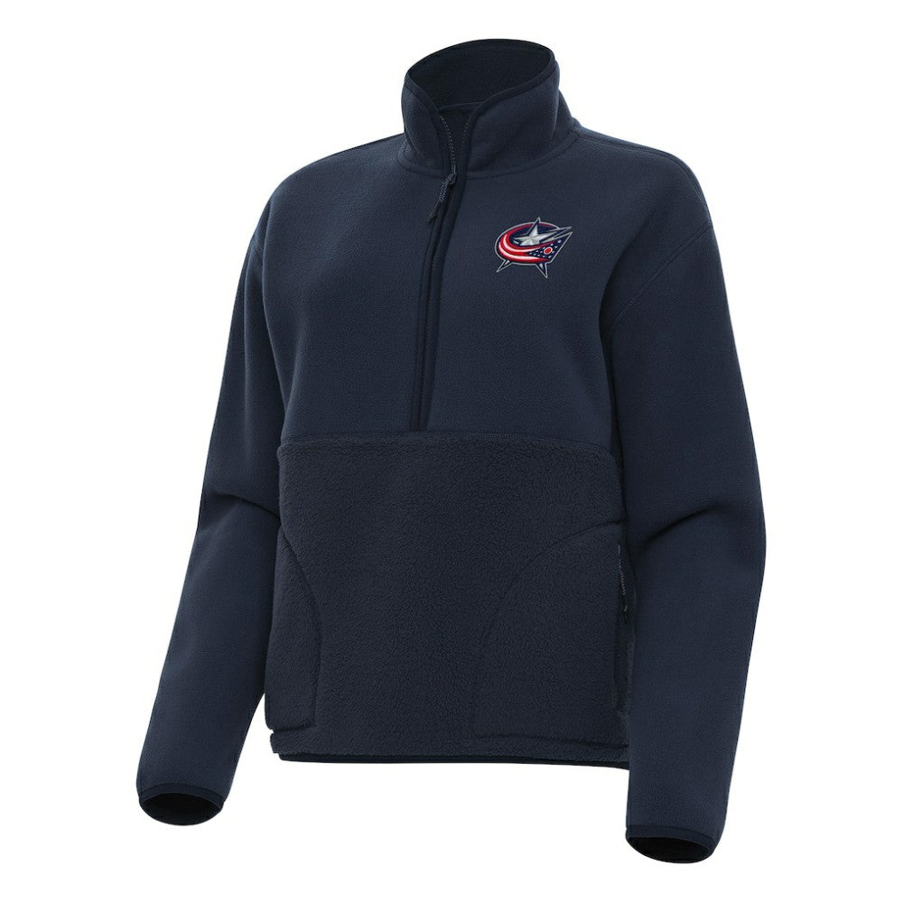Columbus Blue Jackets Antigua Women's Figure Half-Zip Pullover Sweatshirt Navy