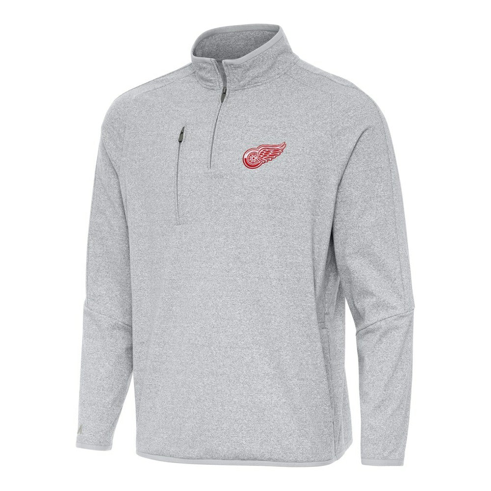 Detroit Red Wings Antigua Certain Quarter-Zip Tri-Blend Sweatshirt Heather Gray