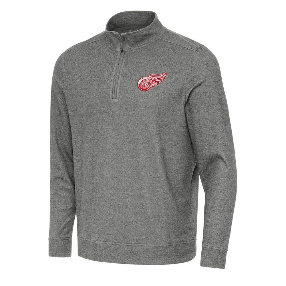Detroit Red Wings Antigua Subtle Quarter-Zip Sweatshirt Heather Black