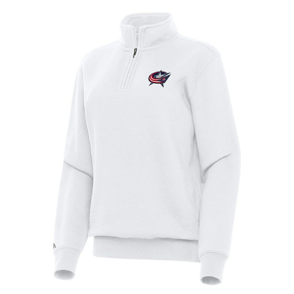 Columbus Blue Jackets Antigua Women's Victory Quarter-Zip Sweatshirt White