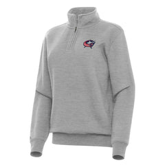 Columbus Blue Jackets Antigua Women's Victory Quarter-Zip Sweatshirt Heather Gray