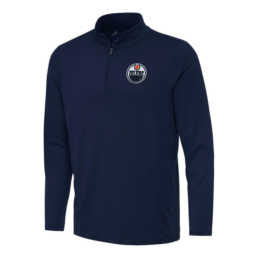Edmonton Oilers Antigua Reprocess Quarter-Zip Top Navy