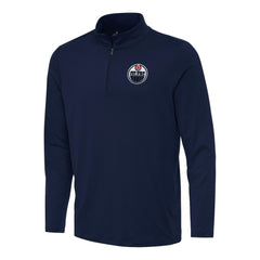 Edmonton Oilers Antigua Reprocess Quarter-Zip Top Navy