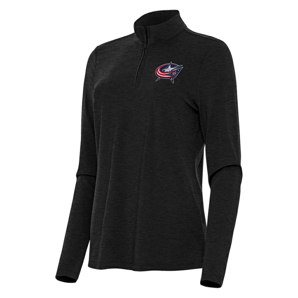 Columbus Blue Jackets Antigua Women's Bright Quarter-Zip Top Heather Black