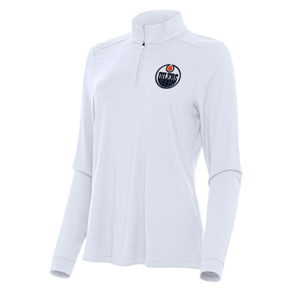 Edmonton Oilers Antigua Women's Intent Quarter-Zip Top White
