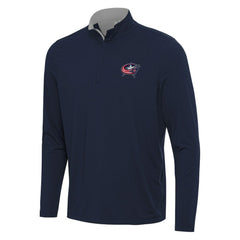 Columbus Blue Jackets Antigua Content Quarter-Zip Pullover Top Navy/Gray