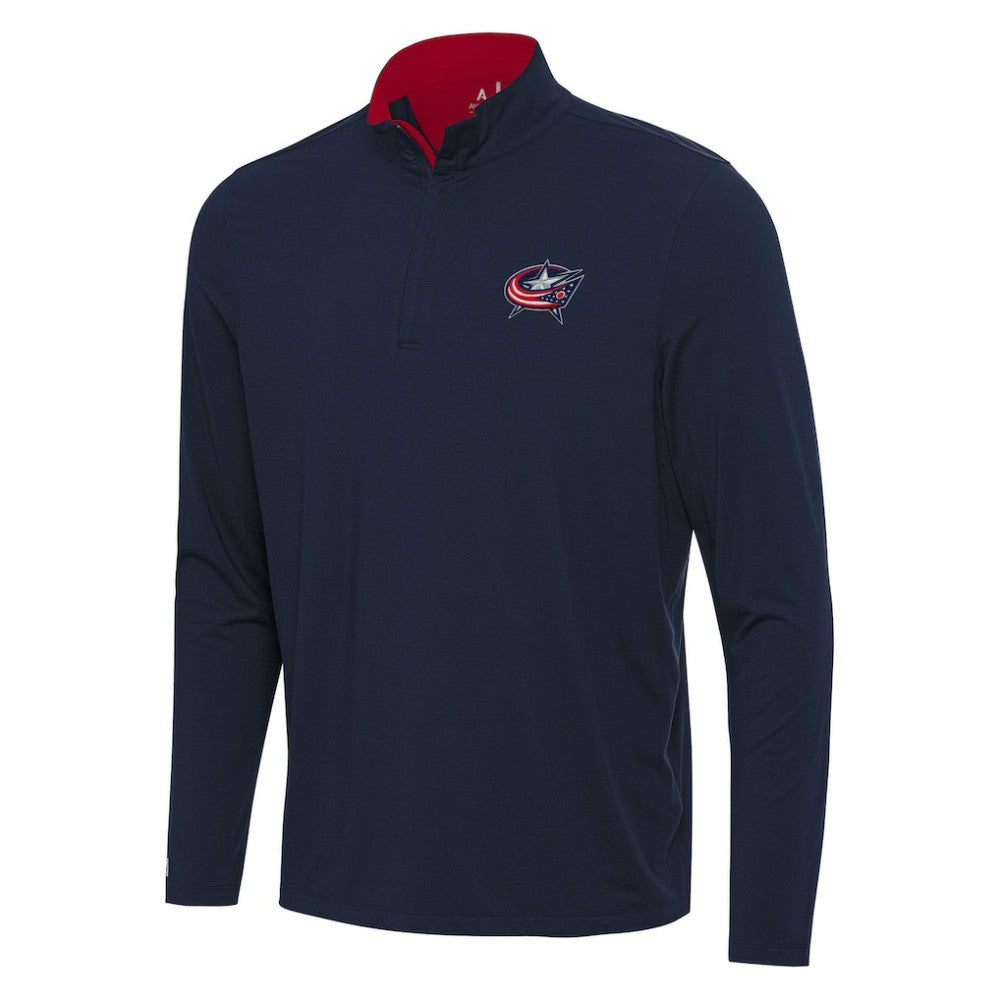 Columbus Blue Jackets Antigua Content Quarter-Zip Pullover Top Navy/Red