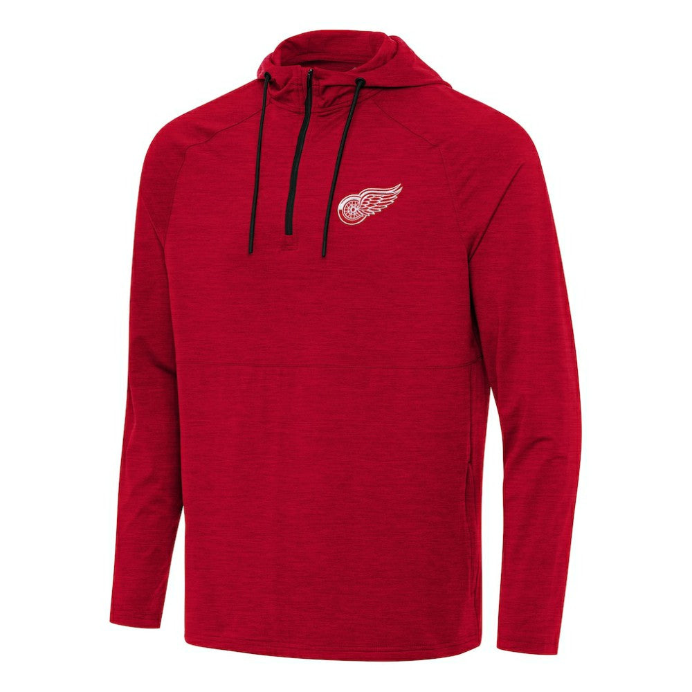 Detroit Red Wings Antigua Spikes Quarter-Zip Hoodie Heather Red