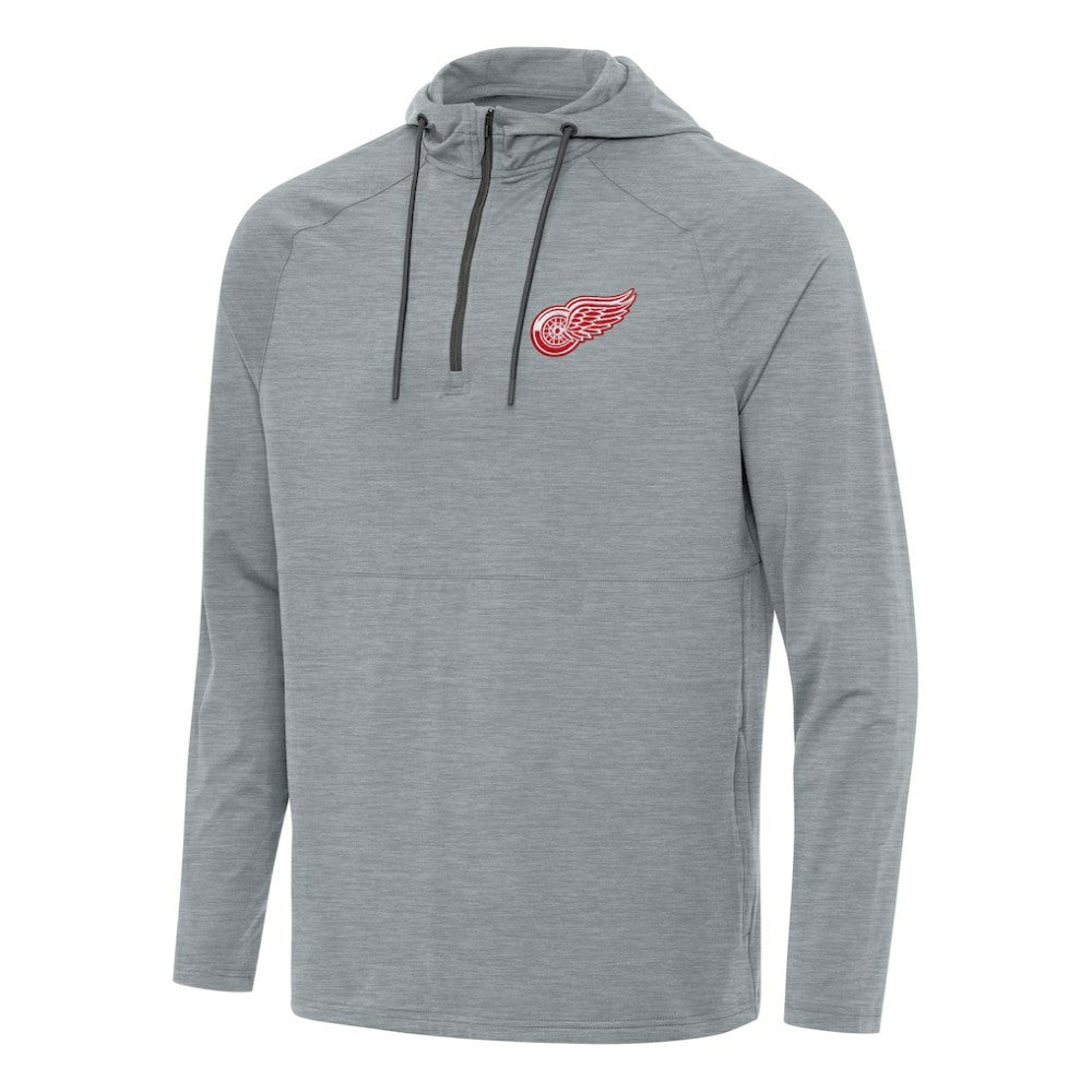 Detroit Red Wings Antigua Spikes Quarter-Zip Hoodie Heather Gray
