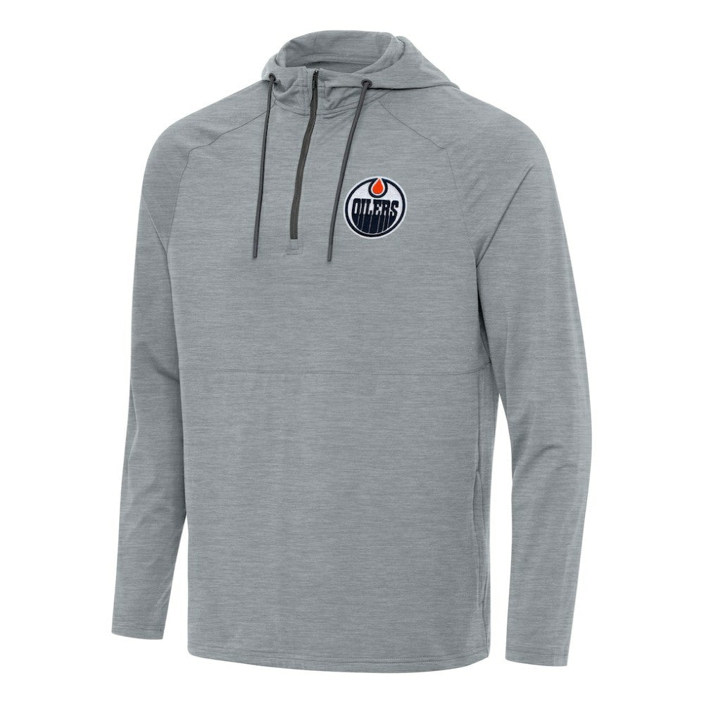 Edmonton Oilers Antigua Spikes Quarter-Zip Hoodie Heather Gray
