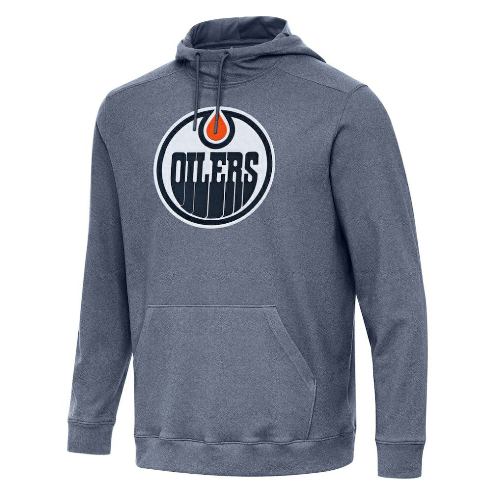 Edmonton Oilers Antigua Cloud Pullover Hoodie Heather Navy