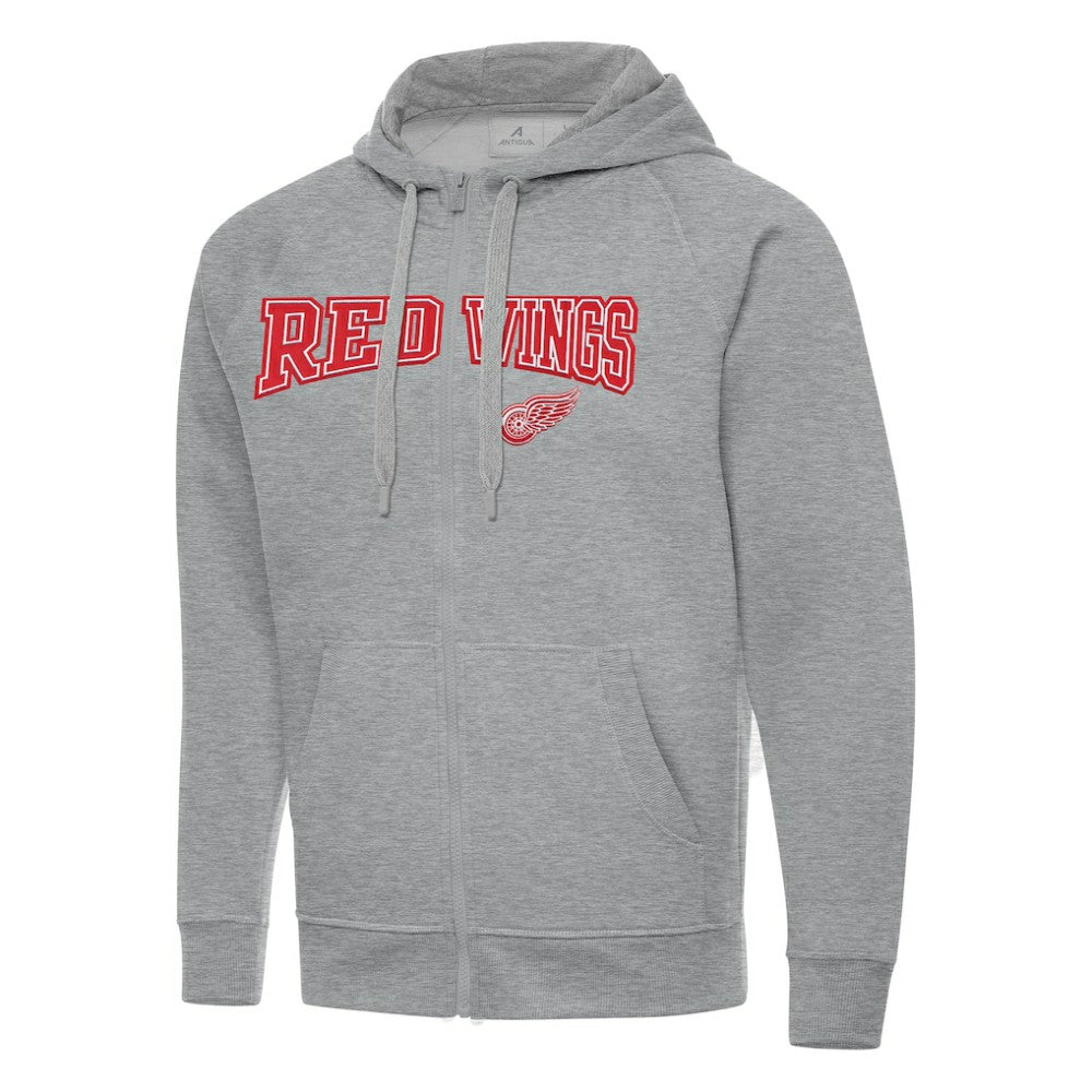 Detroit Red Wings Antigua Big & Tall Victory Full-Zip Hoodie Heather Gray