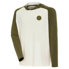 New York Islanders Antigua Intrepid Sand Raglan Long Sleeve Hoodie T-Shirt Cream/Olive