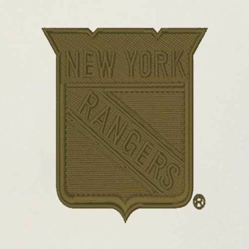 New York Rangers Antigua Intrepid Sand Raglan Long Sleeve Hoodie T-Shirt Cream/Olive
