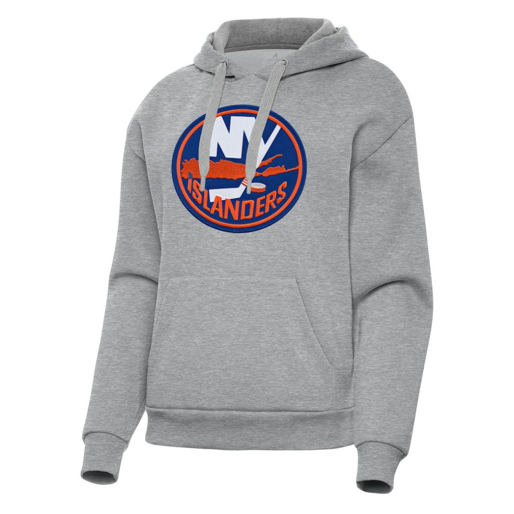 New York Islanders Antigua Women's Victory Pullover Hoodie Heather Gray