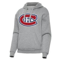 Montreal Canadiens Antigua Women's Victory Pullover Hoodie Heather Gray